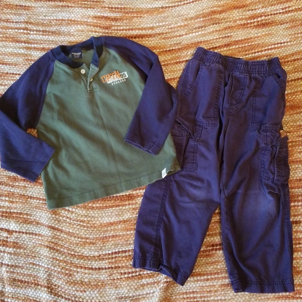 Boys 4t oshkosh bundle pants shirt outfit‎